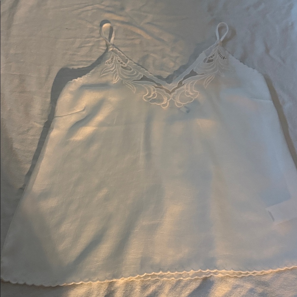 Express. White Lace Trim Cami Top